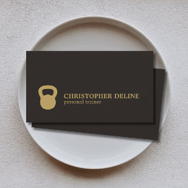 Cartão De Visita Legal Simples Dourado Kettlebell Treinador Pessoal