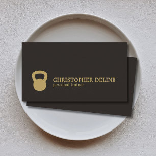 Cartão De Visita Legal Simples Dourado Kettlebell Treinador Pessoal