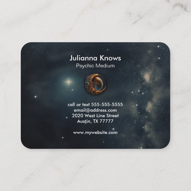 Cartão De Visita Leitor de Tarô Médio Psicótico Crystal Ball (Verso)