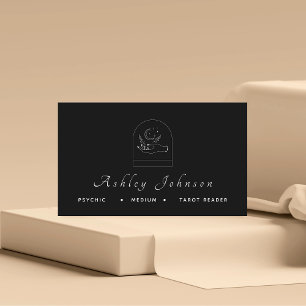 Cartão De Visita Leitor de Tarô Psíquico de Mão Magia Preto Méd
