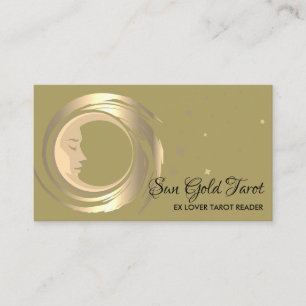 Cartão De Visita Leitor de Tarot Amarelo Stars Lua Sun Celestial