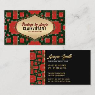 Cartão De Visita Leitor de Tarot da Deusa Dourada Vermelha Negra