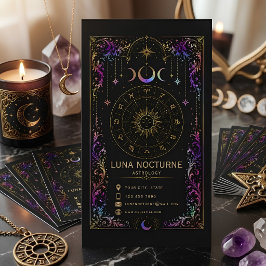 Cartão De Visita Leitor de Zodíaco Místico de Astrologia Celestial 