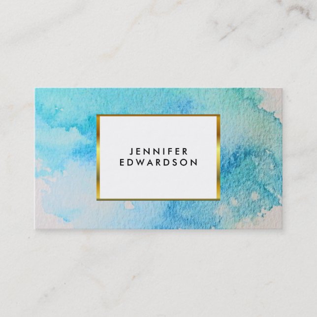 Cartão De Visita Leitura azul esplaqueira de cor azul esplash ouro  (Frente)