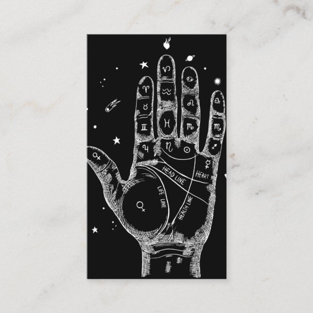 Cartão De Visita Leitura de Palma Psíquica do Leitor de Placa Tarot (Frente)