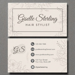 Cartão De Visita Leitura Estilista de Cabelos Manuscrito Inverso da