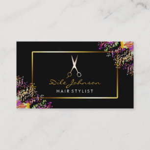 Cartão De Visita Leitura Estilista Preta Largura Dourada Saloon Aqu