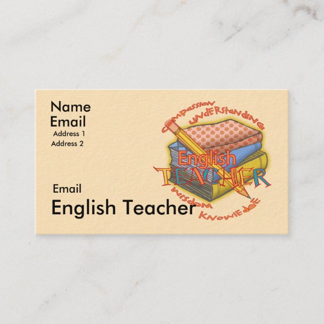 Cartão De Visita Lema do Professor de Inglês (Frente)