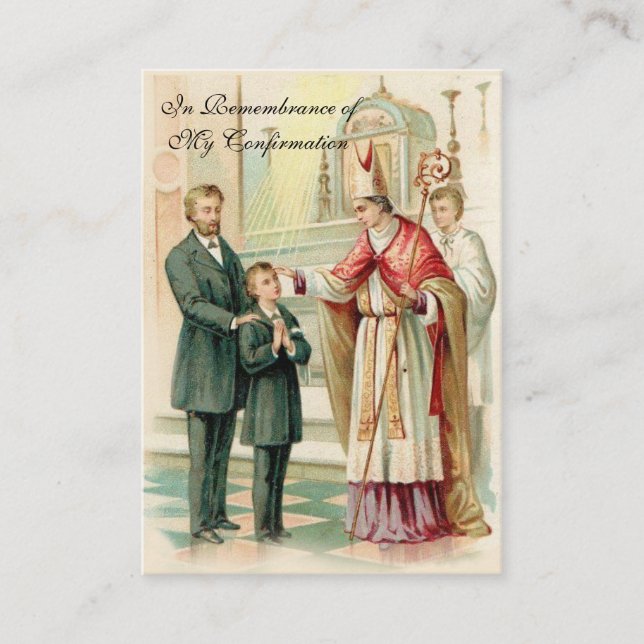 Cartão De Visita Lembrança Confirmar Confirmação Garoto Sagrado — (Frente)