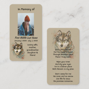 Cartão De Visita Lembrança Cristã Lobo de Aquarela Memorial