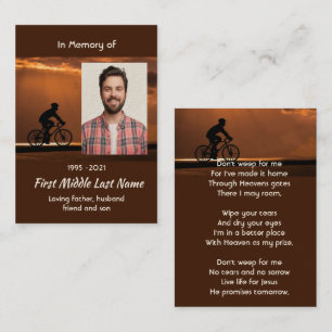 Cartão De Visita Lembrança Memorial Cristã Ciclismo Bicicleta