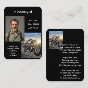 Cartão De Visita Lembrança Memorial Cristã de Moto Chopper