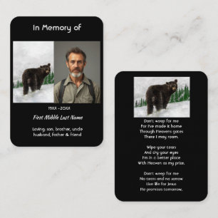 Cartão De Visita Lembrança Memorial Cristã Urso Preto Animal