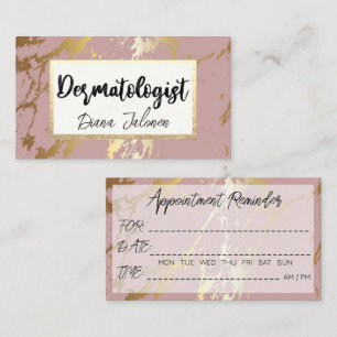 Cartão De Visita Lembrete de consulta com dermatologista Rose Marbl