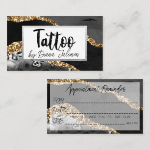 Cartão De Visita Lembrete de consulta com tatuador 100 Preto Dourad
