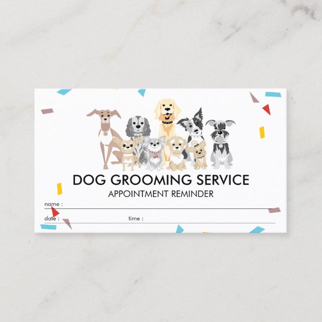 Cartão De Visita Lembrete de consulta Confetti de cachorros (Frente)