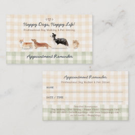 Cartão De Visita Lembrete de Consulta de Gingham de Animais de Esti