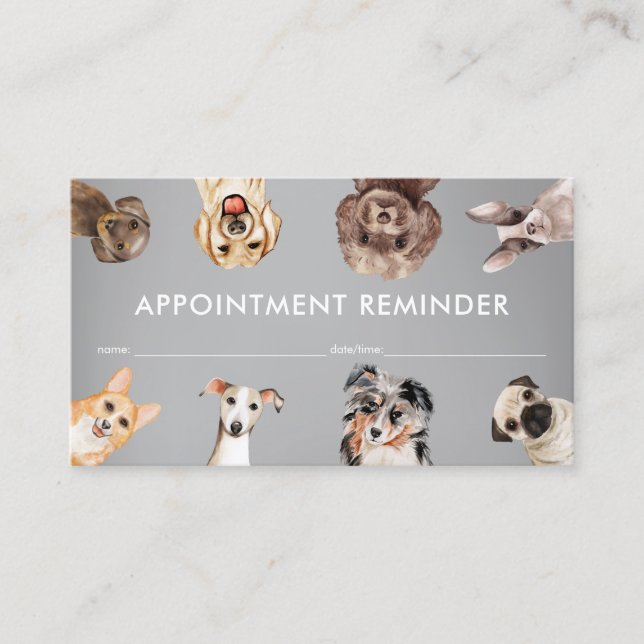 Cartão De Visita Lembrete de Consulta de Higiene para Cães Pequenos (Frente)