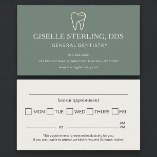 Cartão De Visita Lembrete de Consulta Dentista Verde Sage