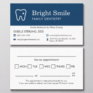 Cartão De Visita Lembrete de Consulta Ícone de Dente do Consultório
