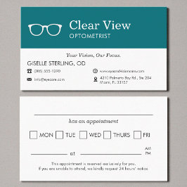 Cartão De Visita Lembrete de Consulta no Consultório de Optometrist