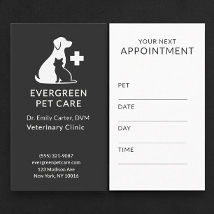 Cartão De Visita Lembrete de Consulta Veterinária Moderna para Anim