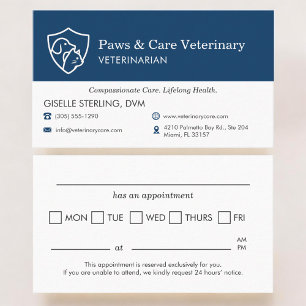 Cartão De Visita Lembrete de Visita ao Consultório Veterinário