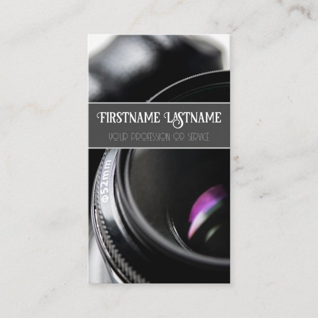Cartão De Visita Lente da câmara DSLR para fotógrafos Videógrafos (Frente)