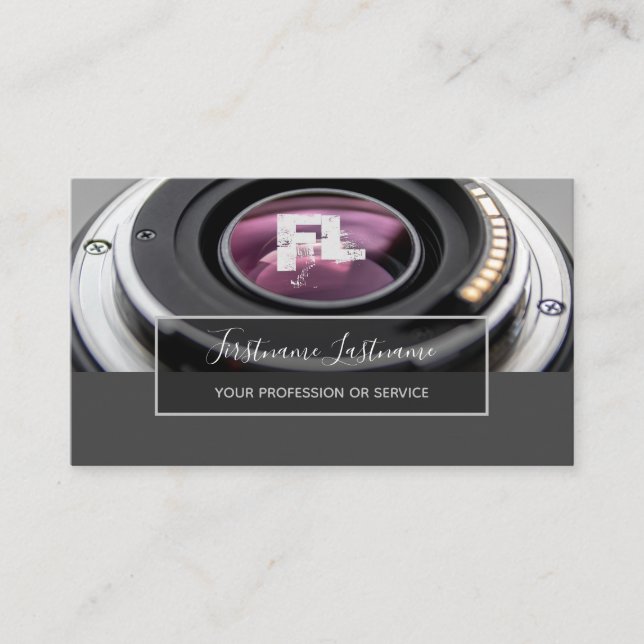 Cartão De Visita Lente da câmara DSLR para fotógrafos Videógrafos (Frente)