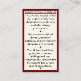 Cartão De Visita Lenten Prayer of St. Ephraim the Syrian mini card