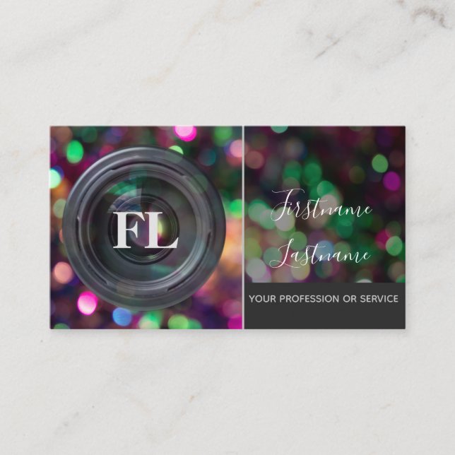 Cartão De Visita Lentes de câmara DSLR para fotógrafos Videógrafos (Frente)