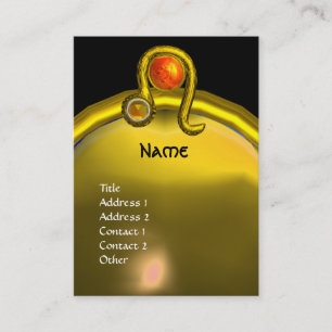 Cartão De Visita LEO, TOPAZ MONOGRAM cor de laranja amarelo brilhan