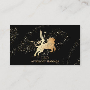 Cartão De Visita *~* LEO Zodiac Astrologia Lendo Dourado Preto