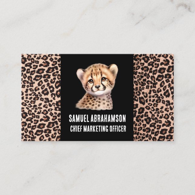 Cartão De Visita Leopard Print Kawaii Premier (Frente)