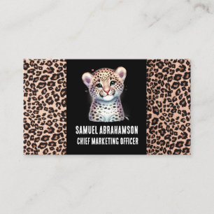 Cartão De Visita Leopard Print Kawaii Premier