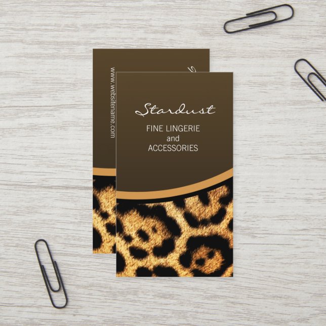 Cartão De Visita Leopardo à moda (Frente/Verso In Situ)