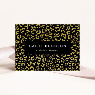 Cartão De Visita Leopardo Dourado, Brilhante Dourada, Padrão-Leopar