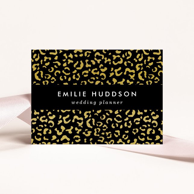 Cartão De Visita Leopardo Dourado, Brilhante Dourada, Padrão-Leopar (Criador carregado)