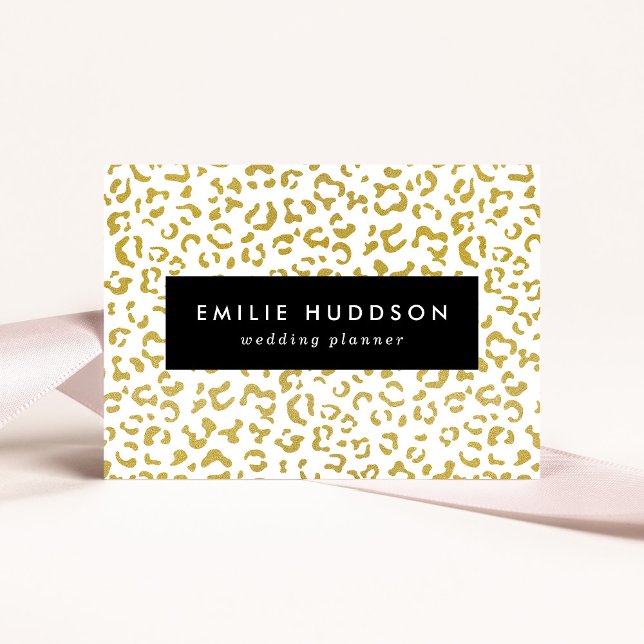 Cartão De Visita Leopardo Dourado, Brilho Dourado, Impressão Leopar (Criador carregado)