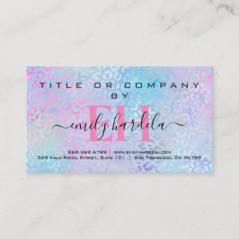 Cartão De Visita Leopardo Rosa Iridescente Profissional