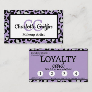 Cartão De Visita Leopardo roxo lavanda Imprimir Lash Leopard Fideli