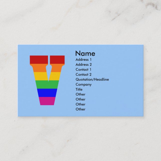 Cartão De Visita Letra arco-íris V (Frente)