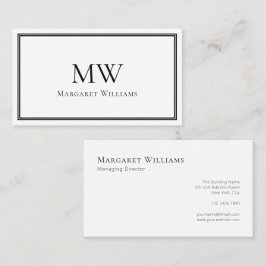 Cartão De Visita Letra Clássica Monograma Profissional em Duas Letr