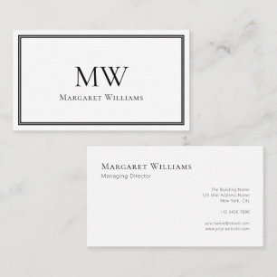 Cartão De Visita Letra Clássica Monograma Profissional em Duas Letr