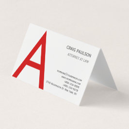 Cartão De Visita Letra Inicial Monograma Vermelho Branco Negro