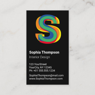 Cartão De Visita Letra Monográfica Colorida Arco-Íris Negrito