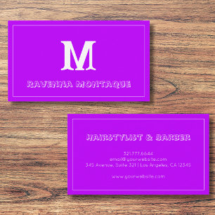 Cartão De Visita Letra Nome Monograma Personalizado Neon Roxo
