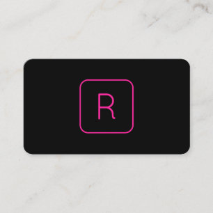 Cartão De Visita Letra ou Monograma de Empresa Preto Rosa Moderno L