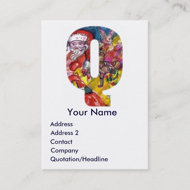 CARTÃO DE VISITA LETRA Q DE NATAL/PAPAIS NOEIS COM MONOGRAMA DE PRE (Frente)