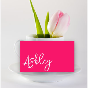 Cartão De Visita Letra rosa quente com código QR minimalista modern